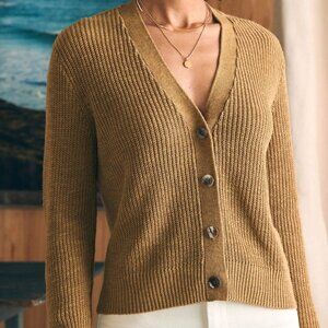 Faherty - Miramar Linen Cardigan in Antique Bronze